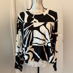 Free People Black and White Abstract Women's Top